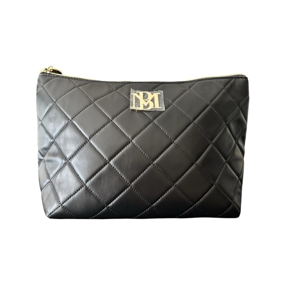 Badgley Mischka Black Quilted Cosmetic Bag